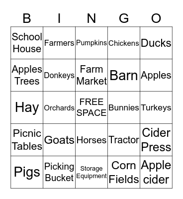 Milburn Orchards Bingo Card