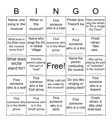 Peace in the Kingdom Bingo Card