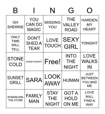LOST 80'S Bingo Card