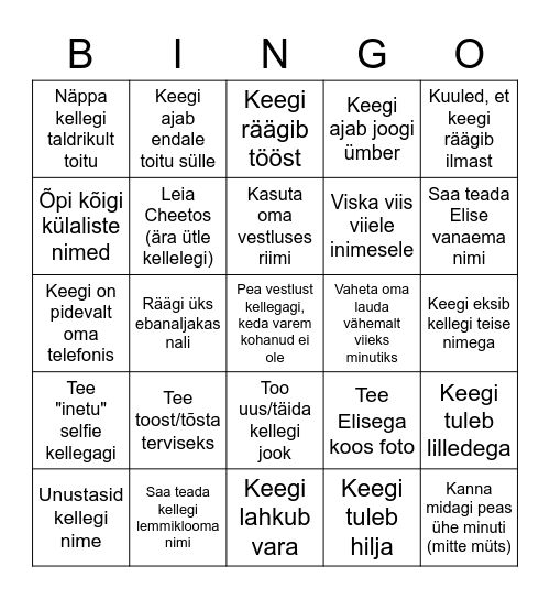 Elise's B-day BINGO Card