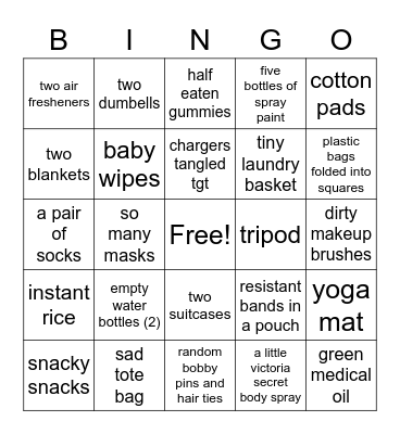 things in chi's room Bingo Card