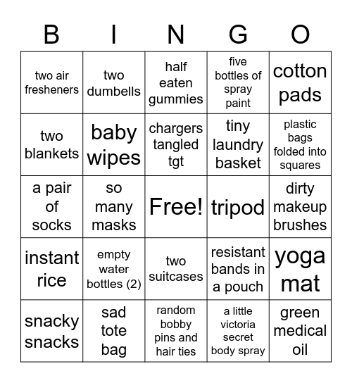 things in chi's room Bingo Card