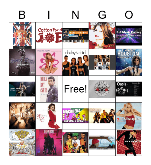 Rock Band 1990's Mr Warnick Bingo Card