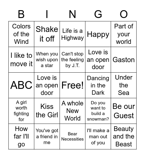 QuaranTunes Bingo Card