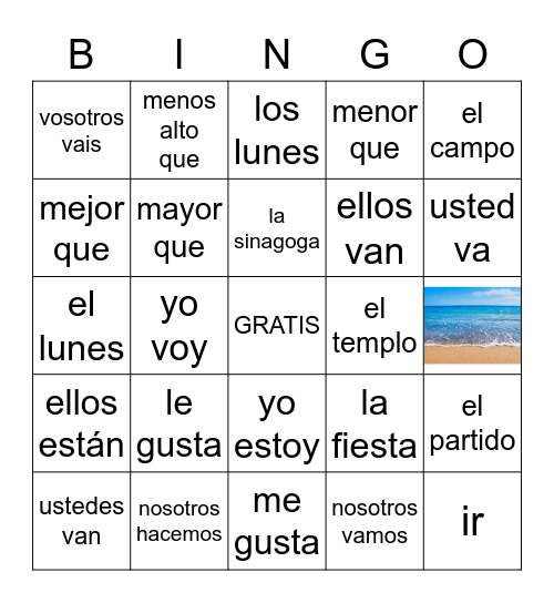 Lugares / Verbos Bingo Card