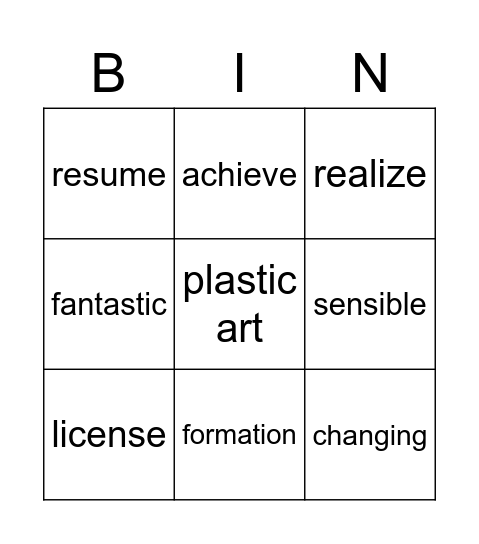 English Class Bingo Card