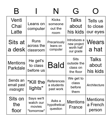 Mr. Morgan Bingo Card