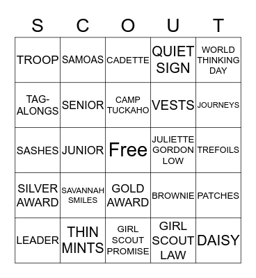 GIRL SCOUT BINGO Card