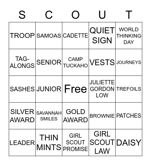 GIRL SCOUT BINGO Card