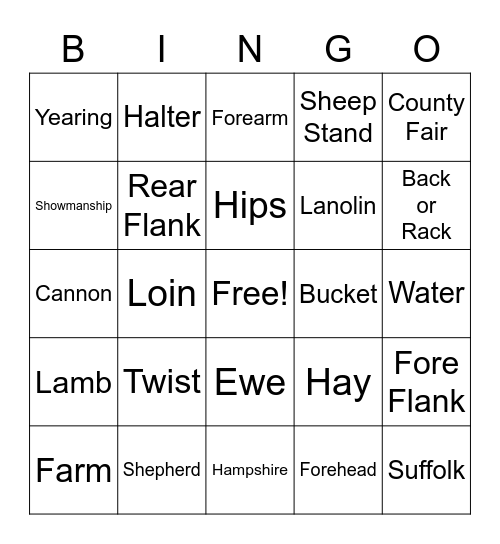 Sheep Bingo! Bingo Card