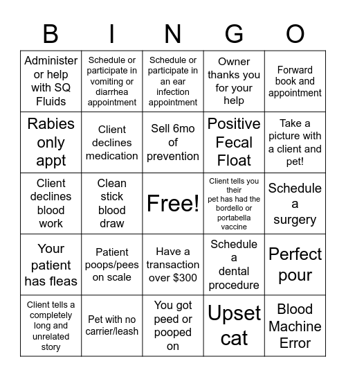 VETERINARY BINGO Card