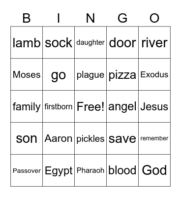 Exodus 11 Sermon Bingo Card