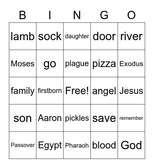 Exodus 11 Sermon Bingo Card