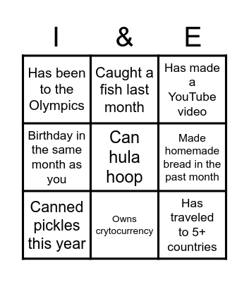Icebreaker Bingo Card