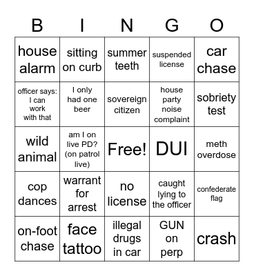 On Patrol: Live Bingo Card