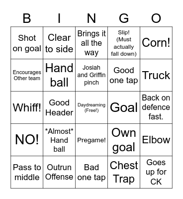 Griffin Bingo Card
