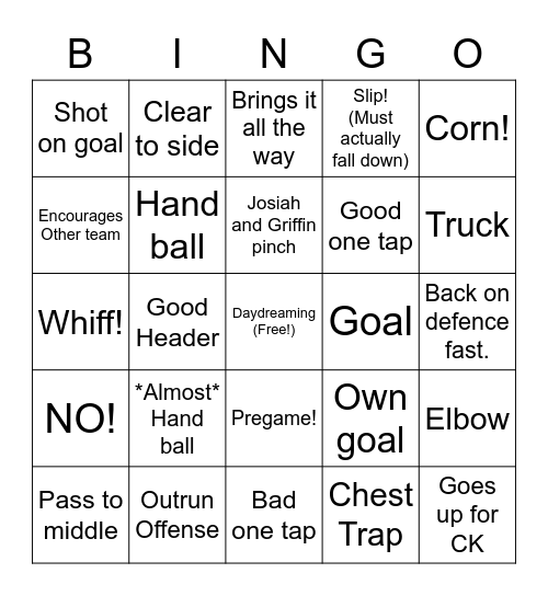 Griffin Bingo Card