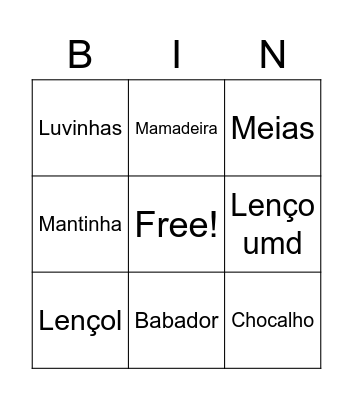Sophia Bingo Card