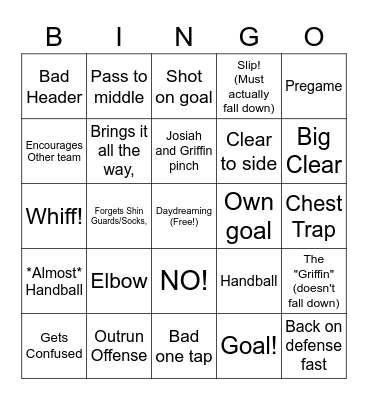 Griffin Bingo Card