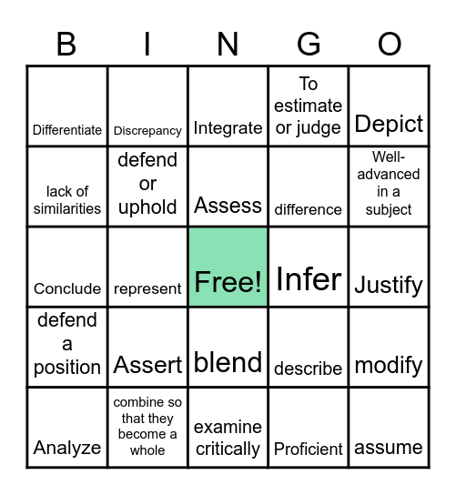 Vocab Bingo Card