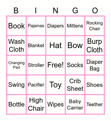 BABY SHOWER Bingo Card