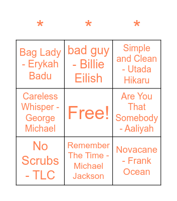 Music Bingo Card