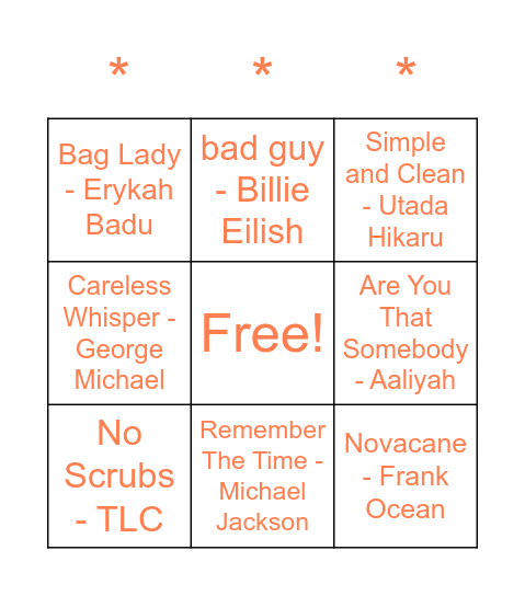 Music Bingo Card
