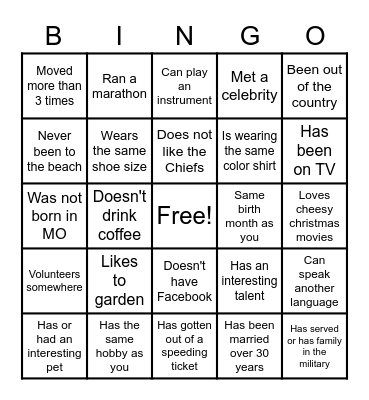 Get to Know Her! Bingo Card