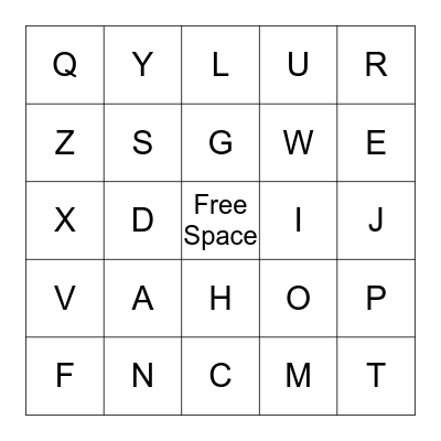 LETTERGO Bingo Card