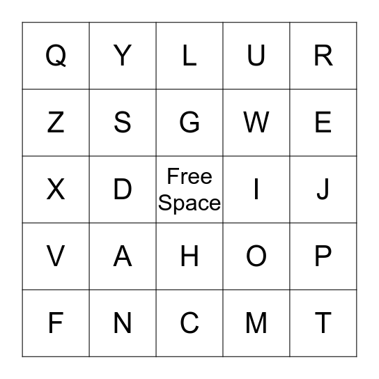LETTERGO Bingo Card