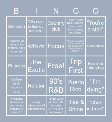 Liv Laugh Love Bingo Card