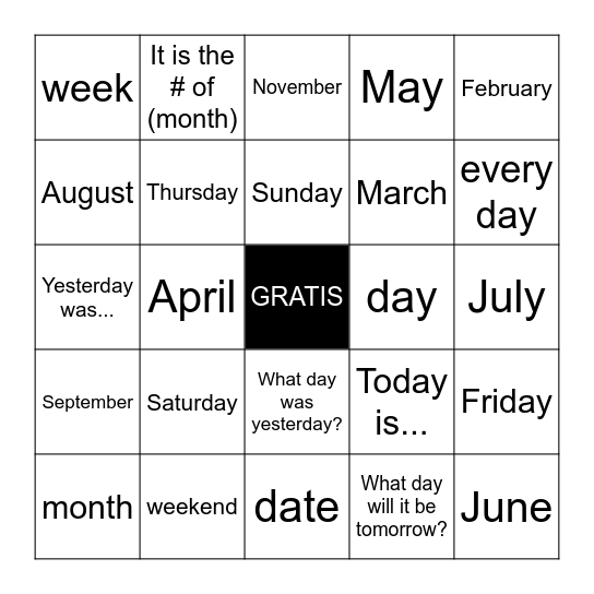 El Calendario Bingo Card