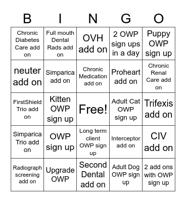 OWP Bingo Card