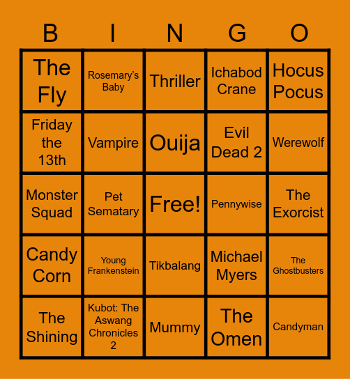 Halloween Bingo Card