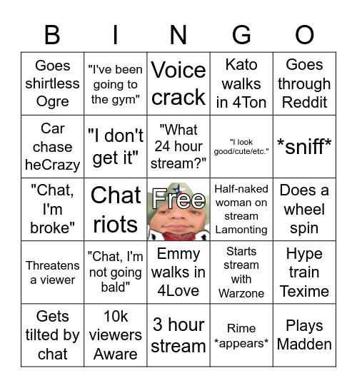 Borbus Bingo Card