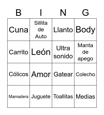 Bingo - Baby Shower de León Bingo Card