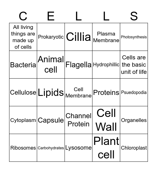 Cellular Bingo Card