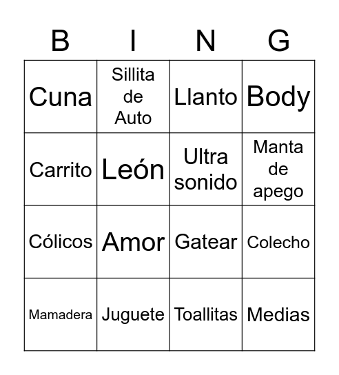 baby bingo Card