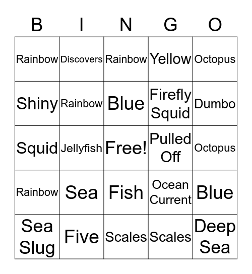 RAINBOW FISH DISCOVER THE DEEP SEA  Bingo Card