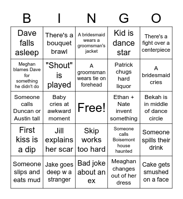 Pat & Meag Wedding Bingo Card