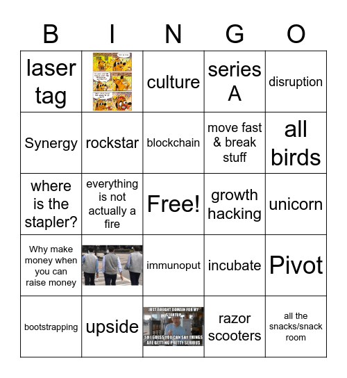 Startup bingo Card