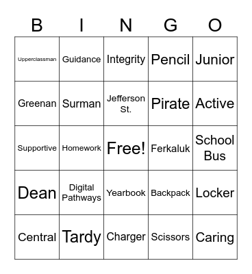 Blue House Rally Bingo Card