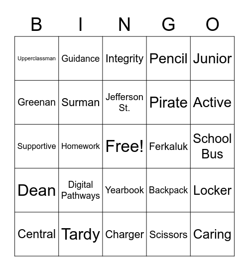 Blue House Rally Bingo Card