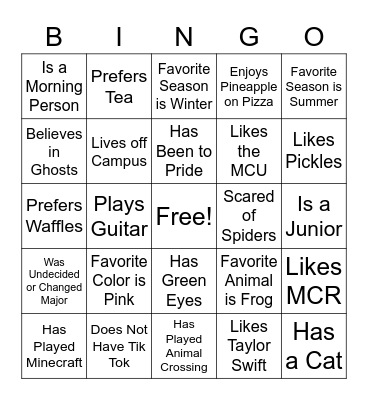 A.L.L.I.E.S. Bingo Card
