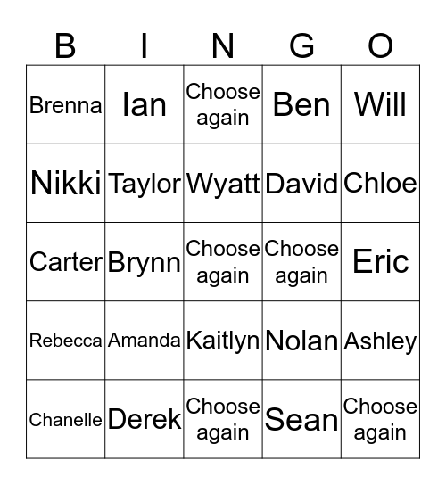 MWF 9:40 (7-7-7) Bingo Card