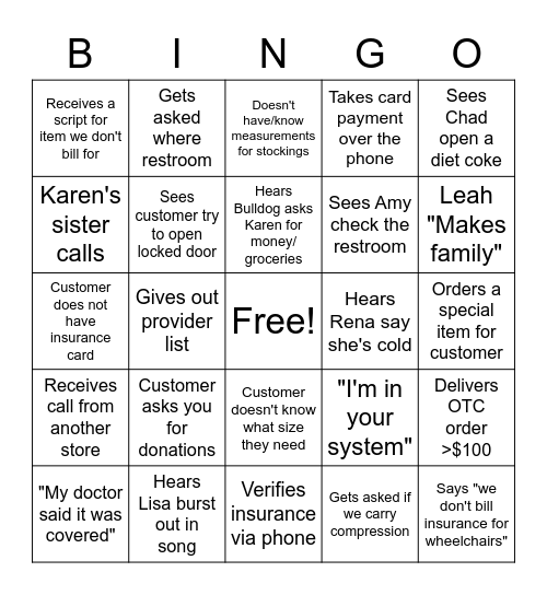 Pharmacy Technician Bingo Card