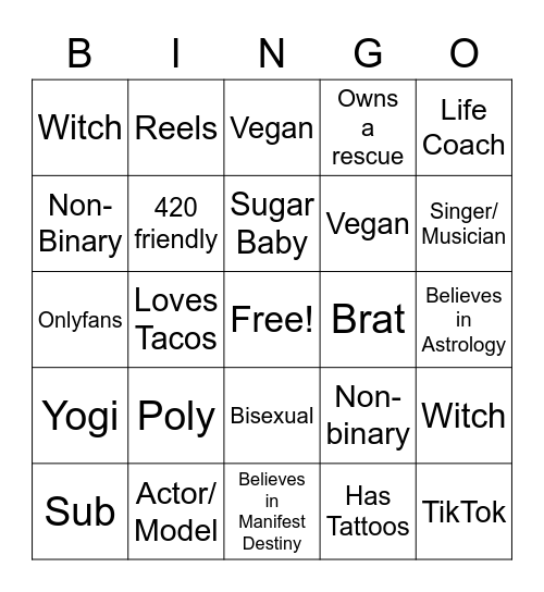 Women of LA Bingo Card