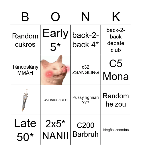táncosjány Bingo Card