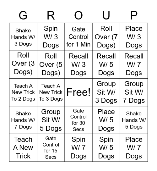 Group Practices Bingo Card