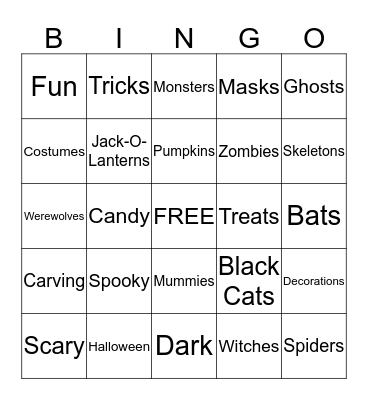 Pumpkin Bingo Card